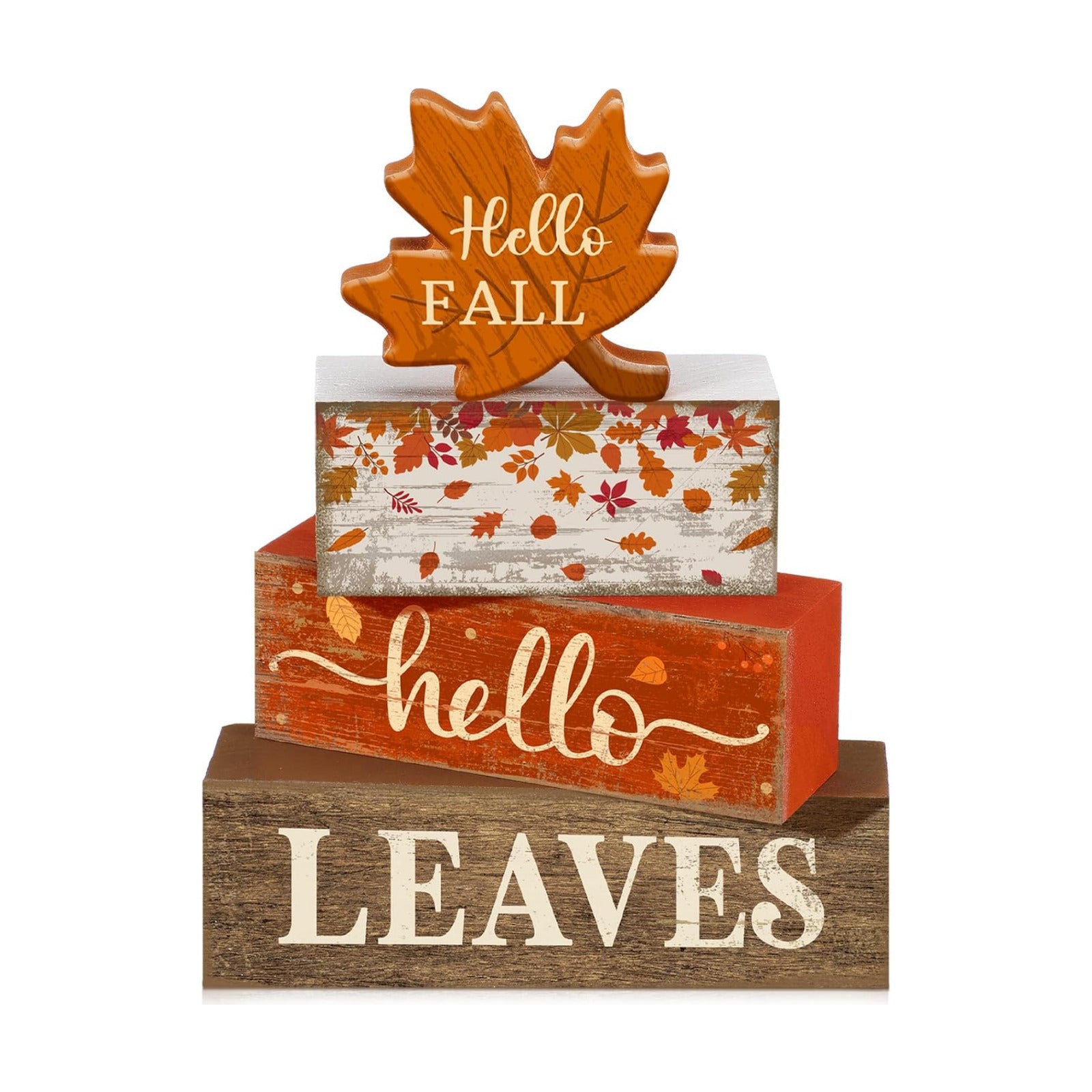 Moucuny 5 Pcs Fall Table Decoration Wooden Block Signs Tiered Tray