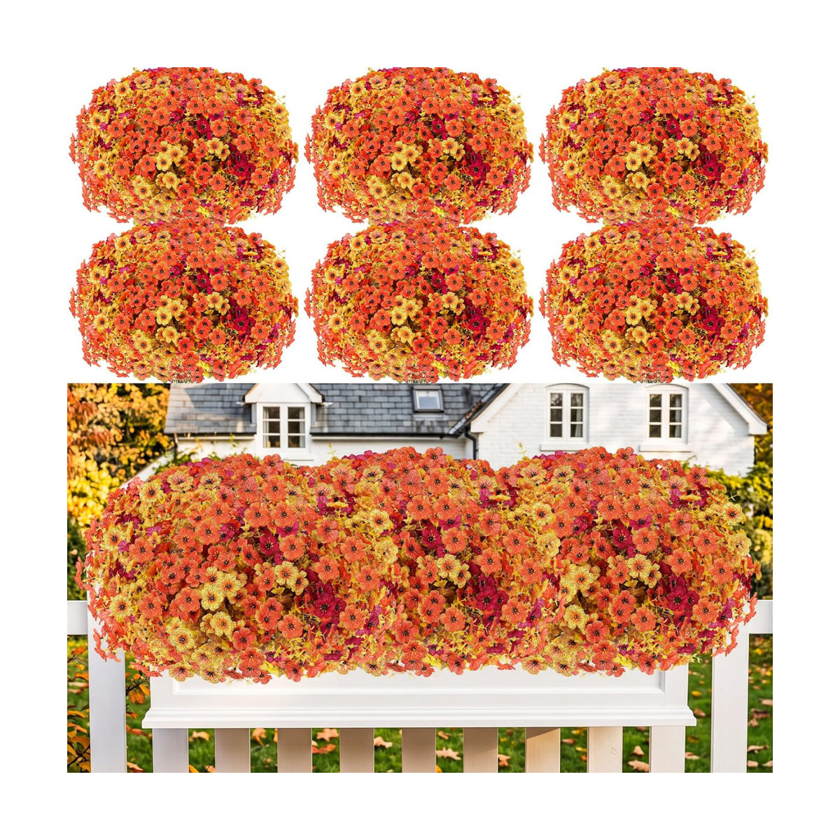 13 Bundles Artificial Fall Flowers Fake Mums for Outdoor (Autumn Colors)