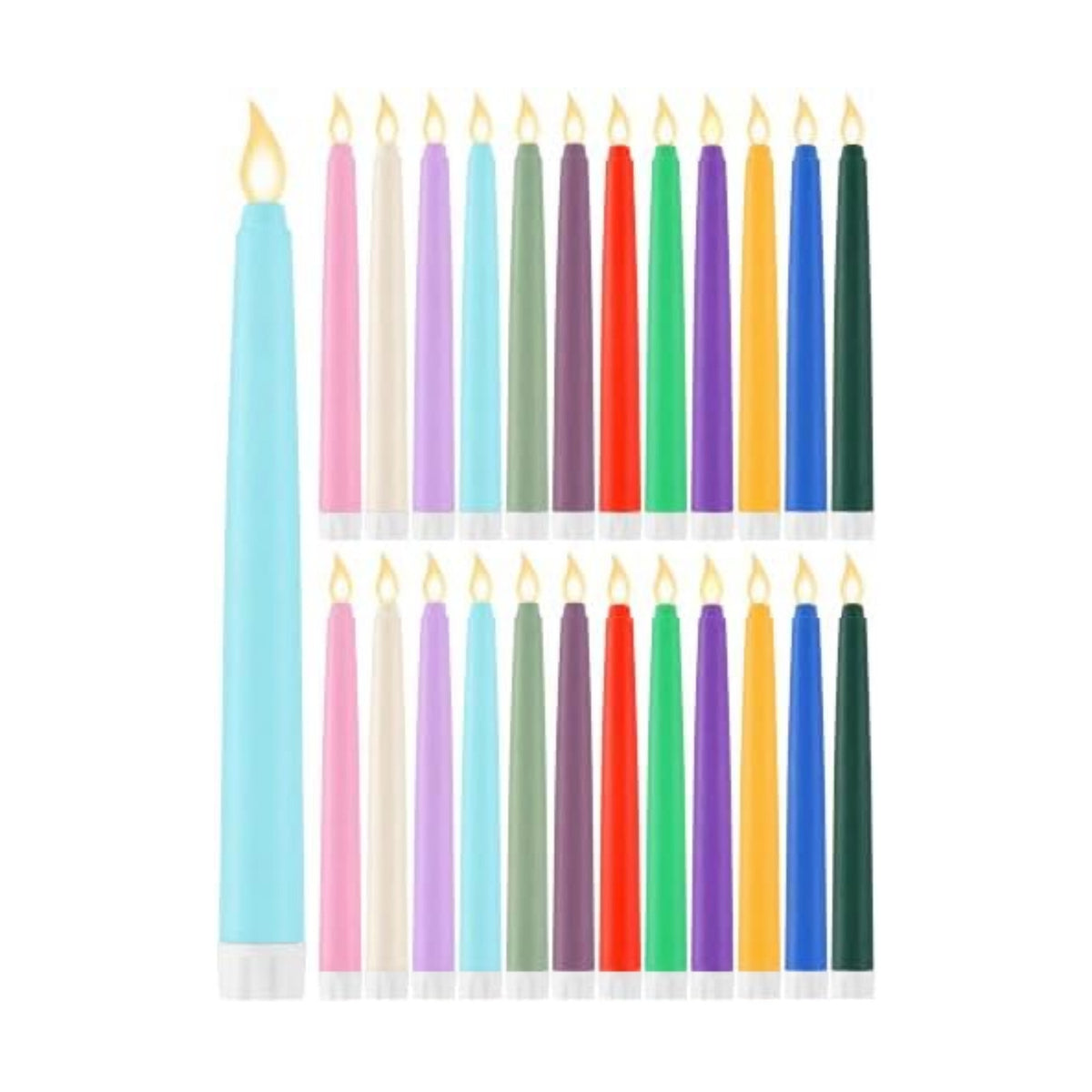 Treela Battery Operated LED Taper Candles,Basic,8 Inch,Pastel