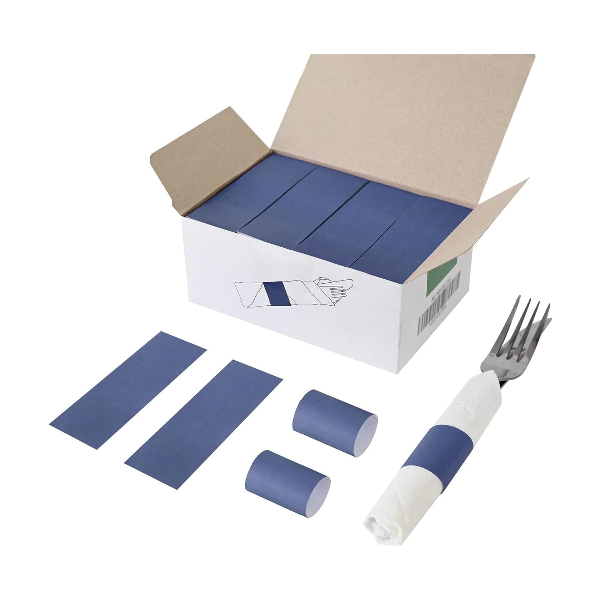 NATURALABEL Self-Adhesive Napkin Bands, Pack of 2,000, Navy Blue