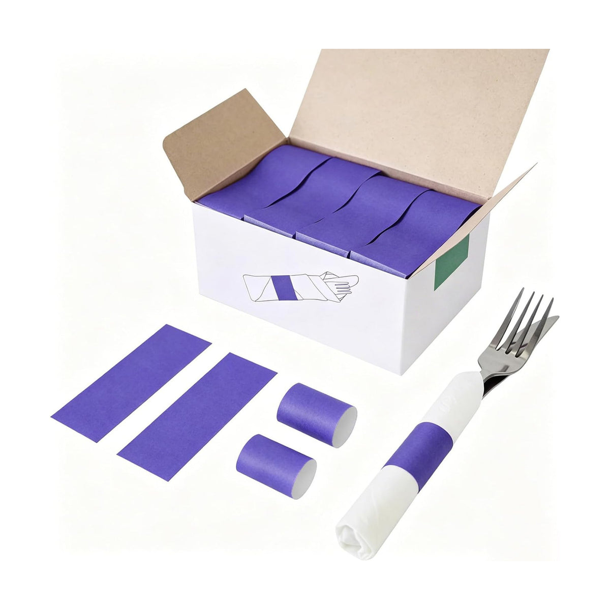 NATURALABEL Self-Adhesive Napkin Bands, Pack of 2,000, Purple