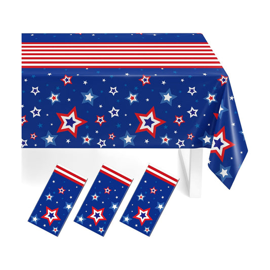 3 Pack Patriotic Tablecloths,Red White and Blue Tablecloth,Patriotic Decor