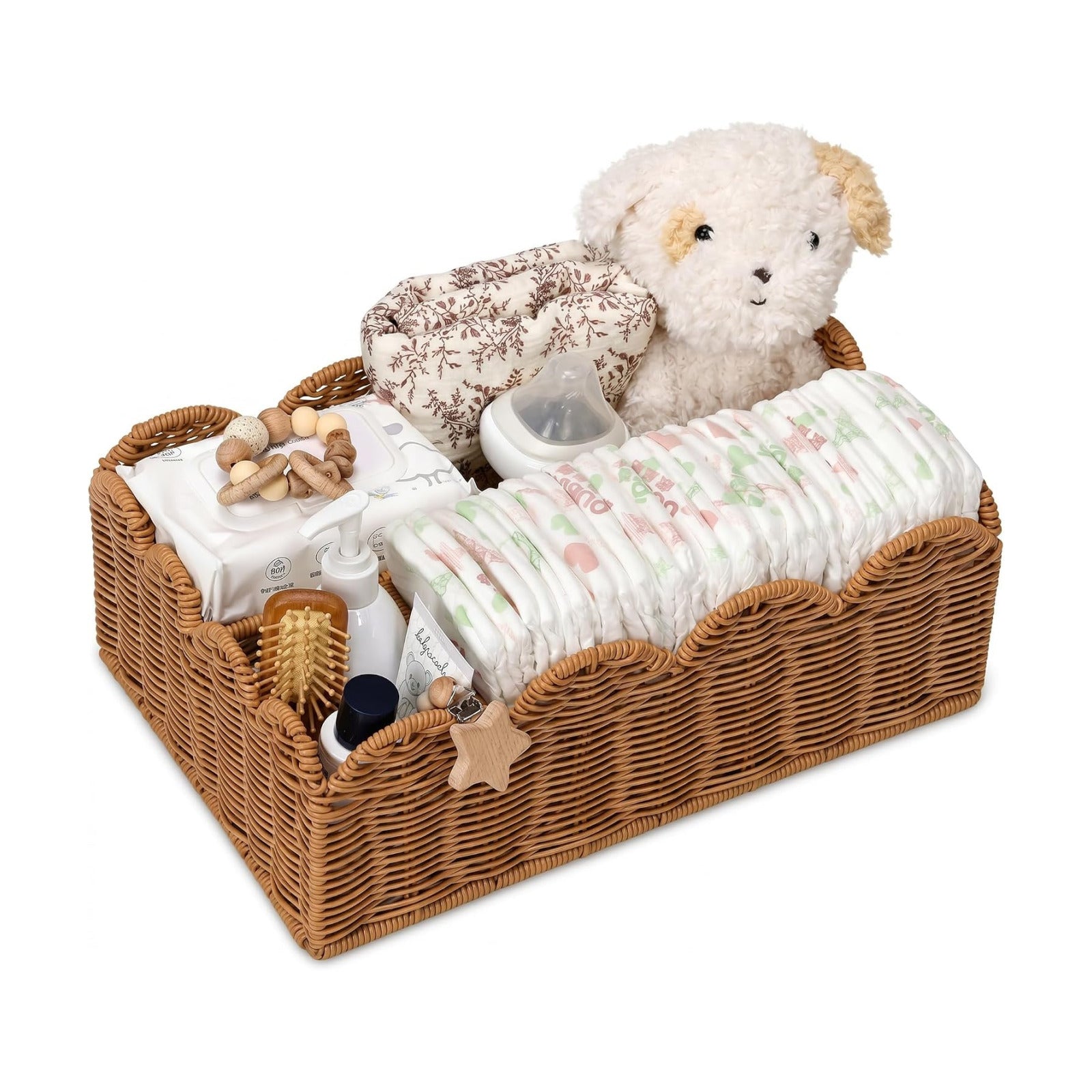 Wicker Diaper Caddy Organizer / Tea Brown / L