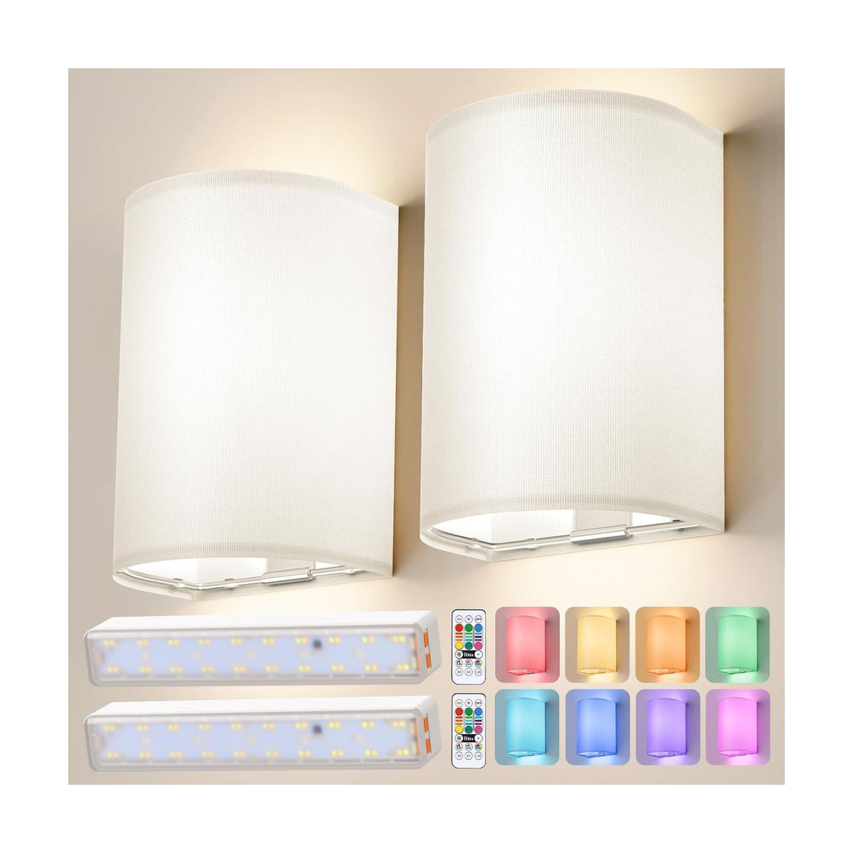 OCATO Wall Sconces Battery Operated Wireless Wall Sconces Set of Two | Battery Operated Magnetic Lamp Rechargeable