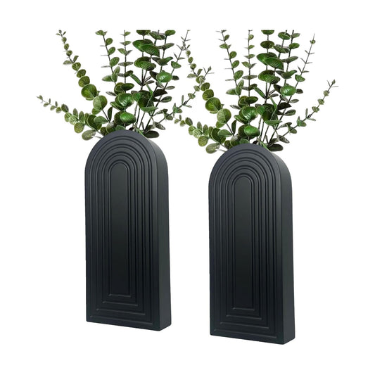 Wooden Wall Vase Set / Black / Medium / Set of 2