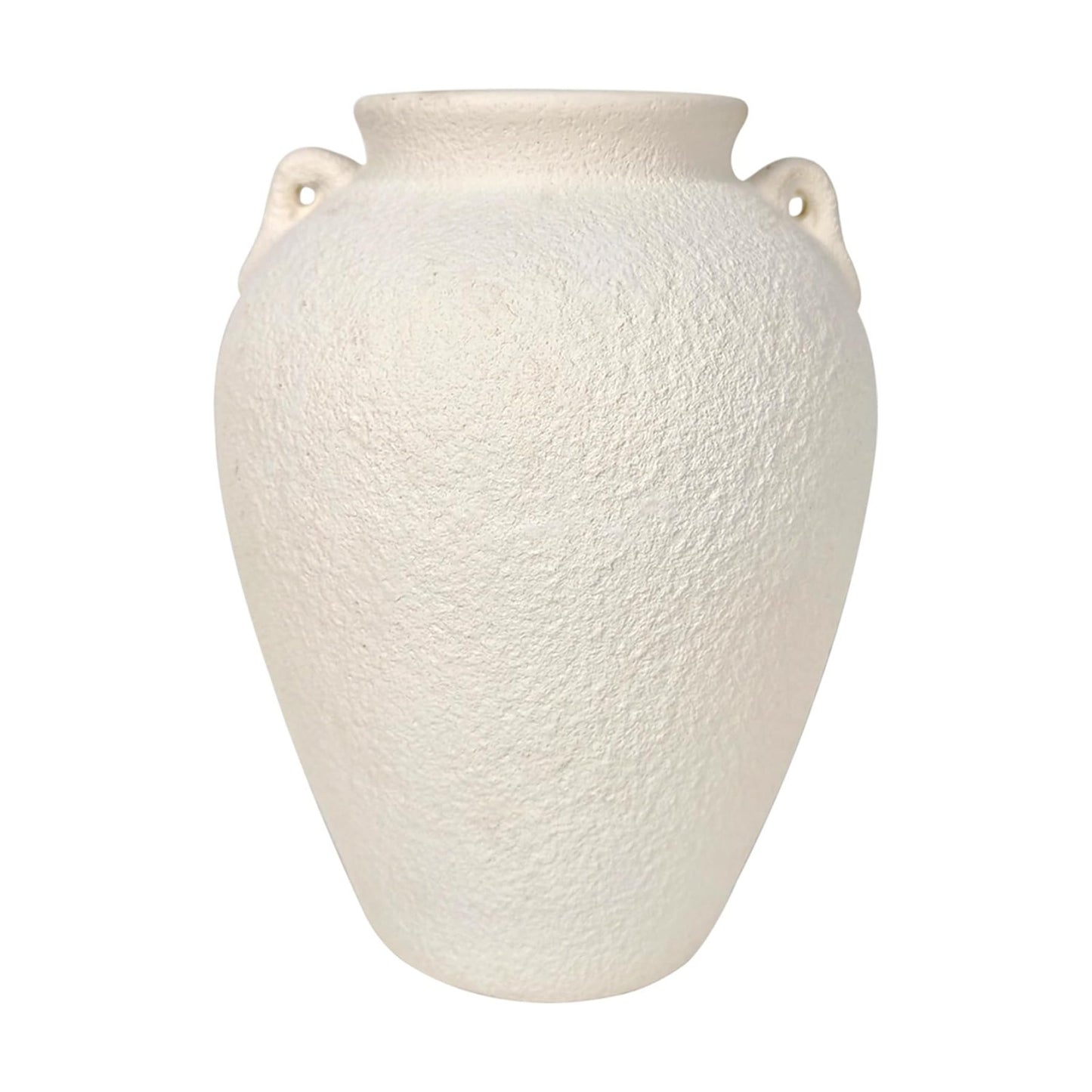 10.3" Ceramic Vase / 10.3" Tall Handles / Antique White