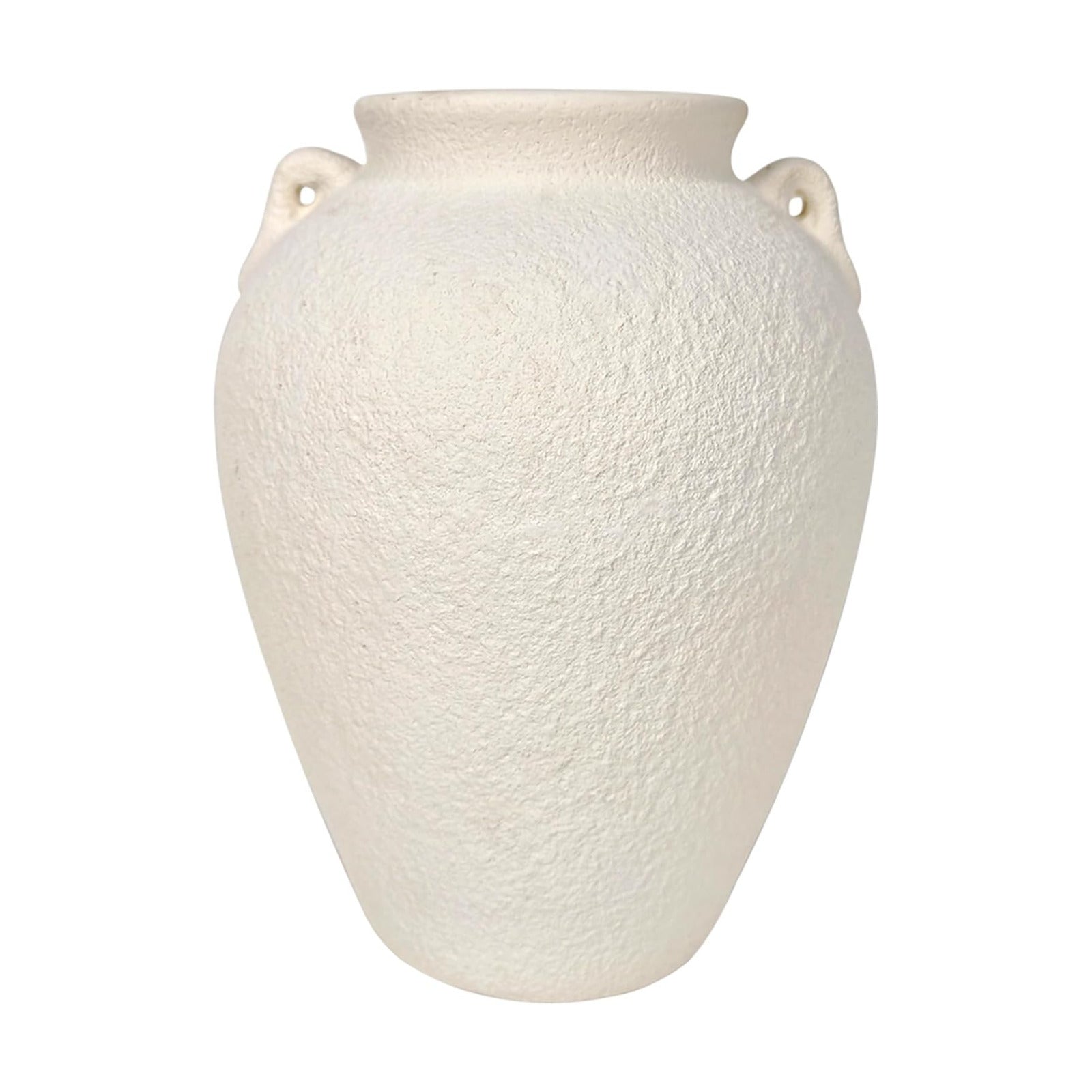 10.3" Ceramic Vase / 10.3" Tall Handles / Antique White