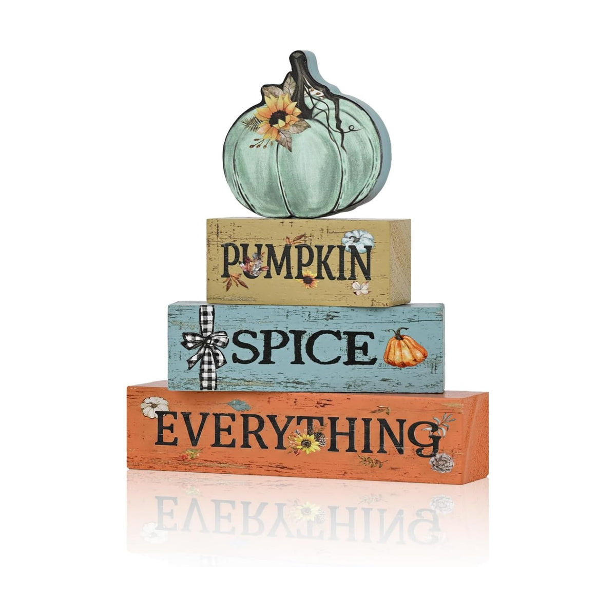 Smile Fall Wooden Decor Signs Teal Pumpkin Plaque PUMPKIN SPICE EVERYTHING Tiered Tray Tabletop Signs for Autumn Harvest Thanksgiving Home Decor