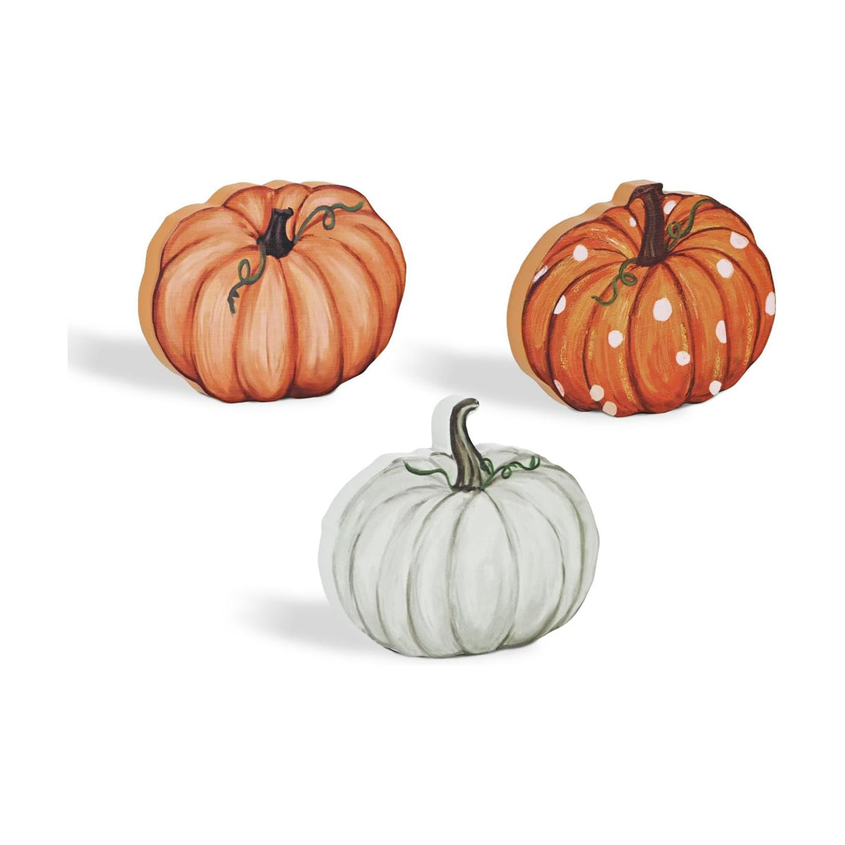 Smile Fall Wooden Decor Set 3-Piece Neutral Pumpkin Tabletop Signs for Autumn Harvest Home Decor