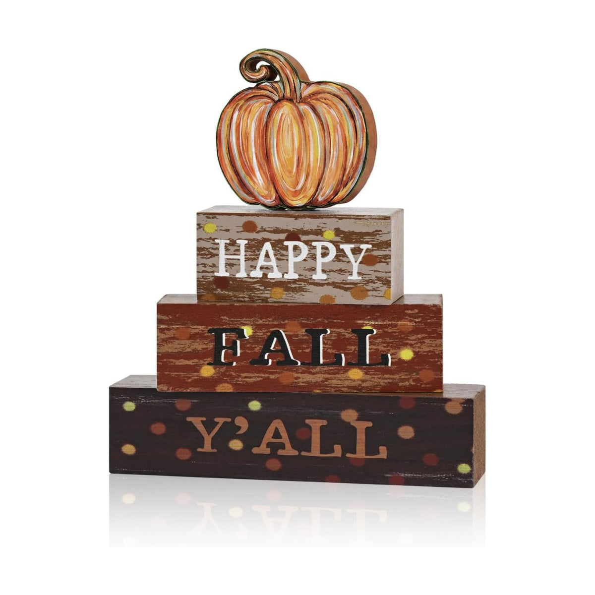 Smile Fall Wooden Block Decor Signs Pumpkin Plaque HAPPY FALL Y'ALL Tiered Tray Tabletop Signs for Autumn Harvest Thanksgiving Home Decor