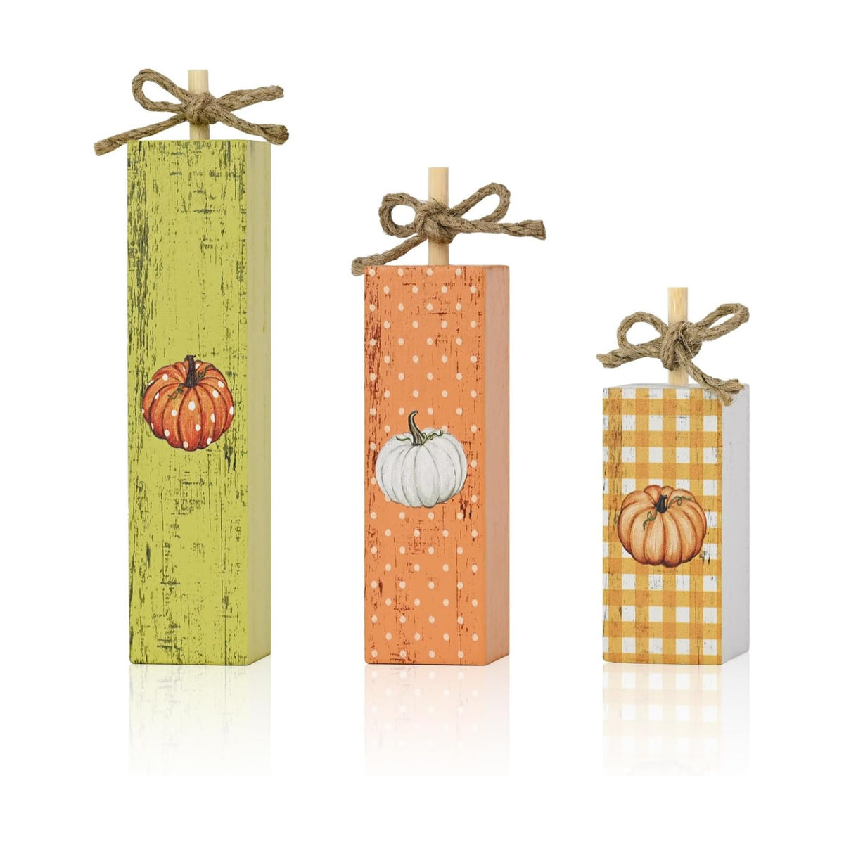 Smile Fall Wooden Decor Signs Set Pumpkin Trio Vertical Harvest Home Decor