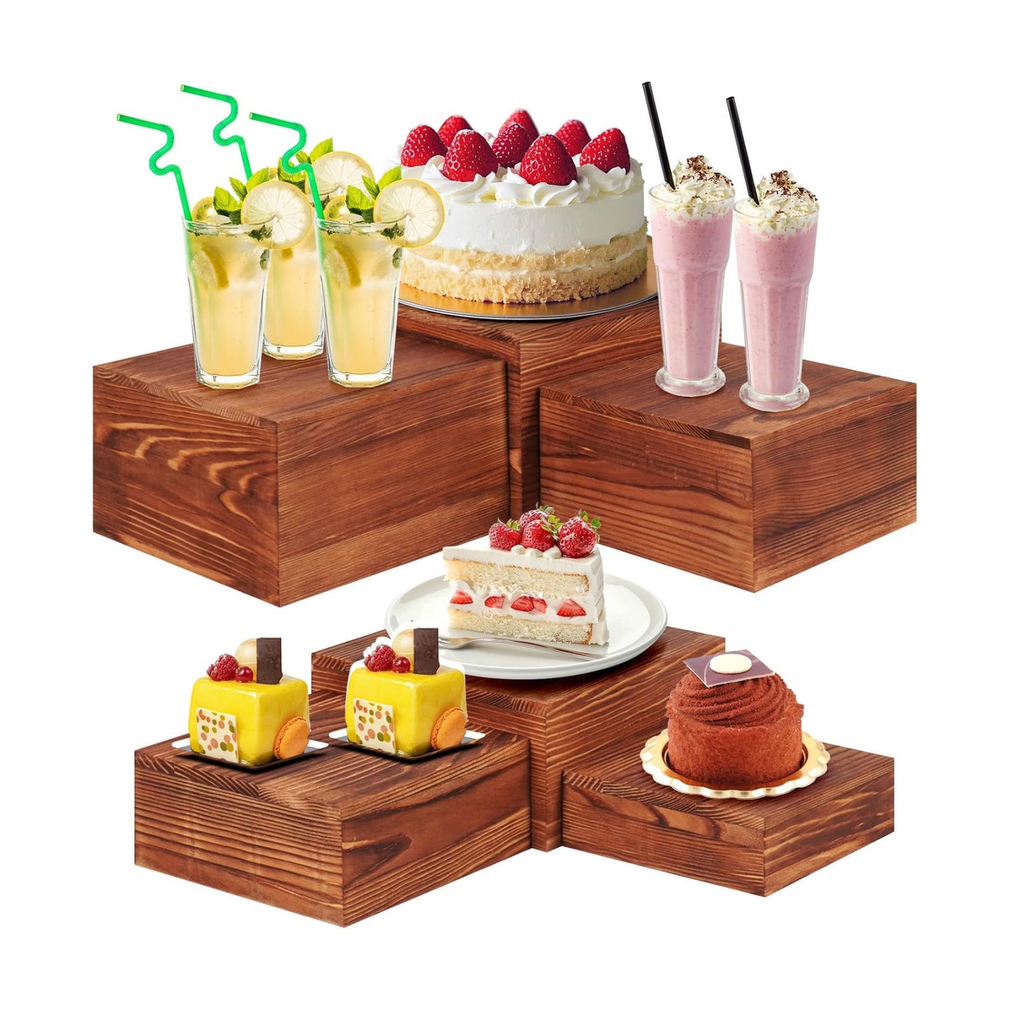 Wooden Buffet Risers and Stands / Set of 6