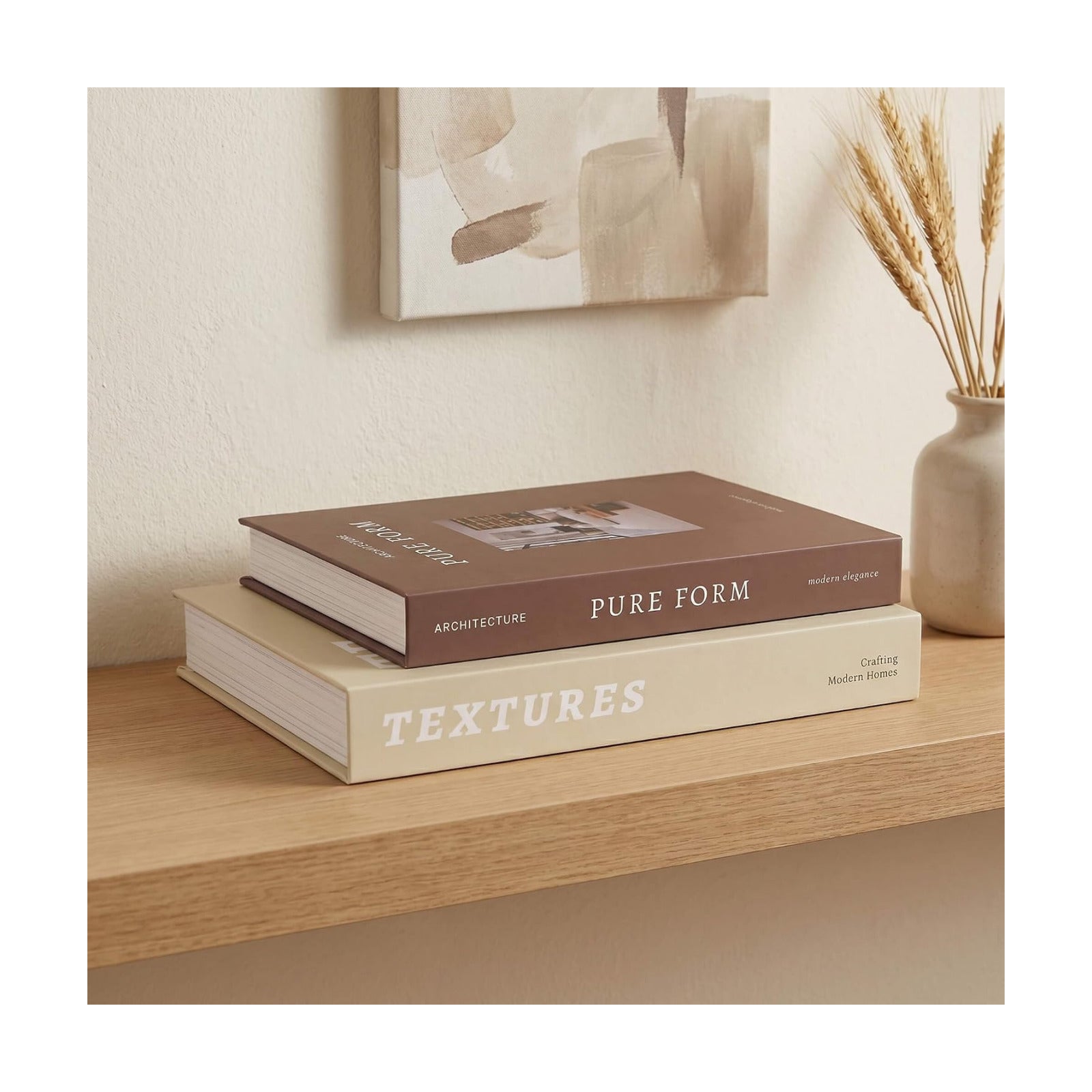 Elegant Decorative Book Boxes / Coffee Brown & Beige / Set of 2