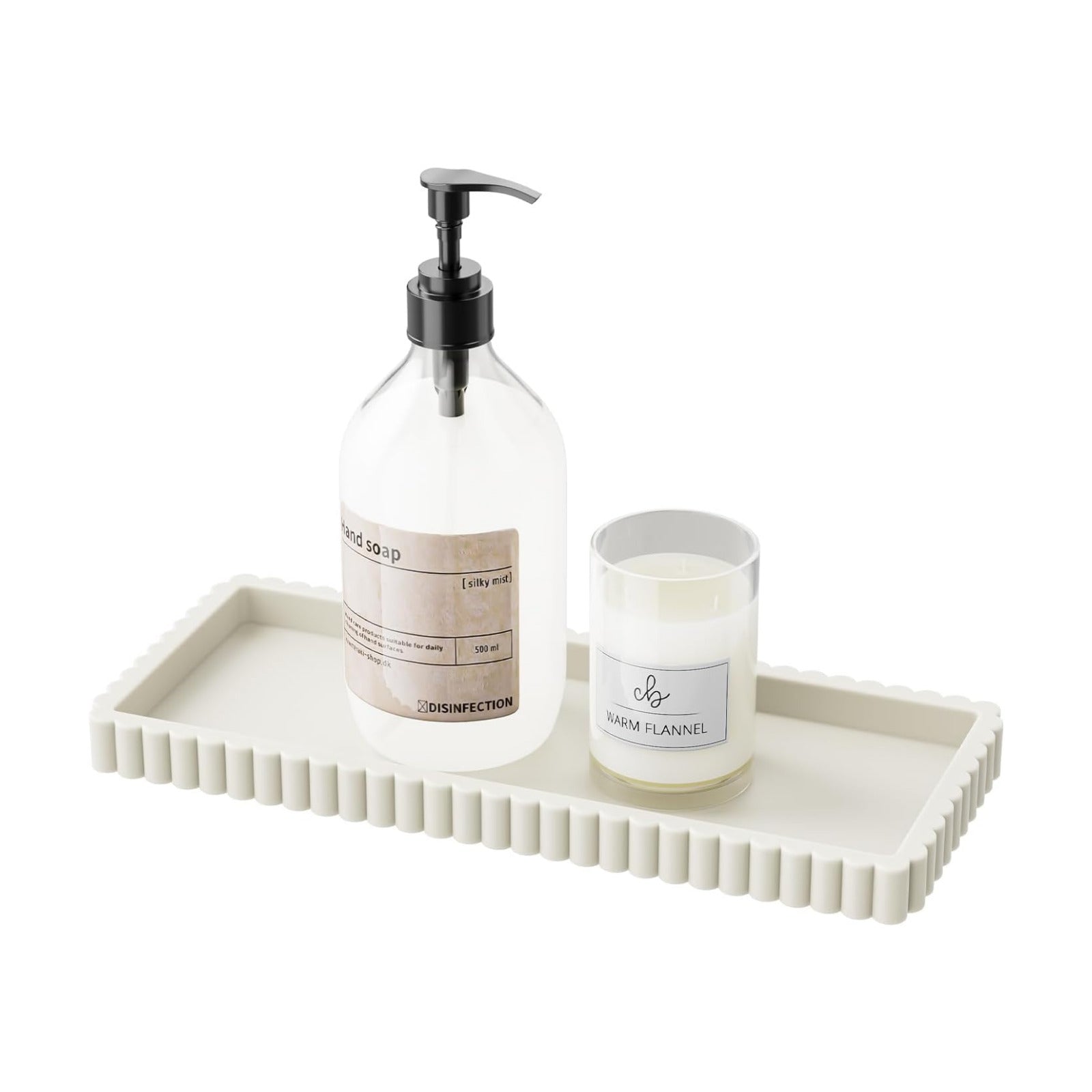 Small Silicone Bathroom Counter Tray / Beige