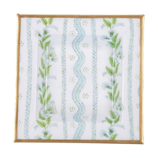 Jewelry Tray / Catch All Tray / Botanical Floral / Square / Blue