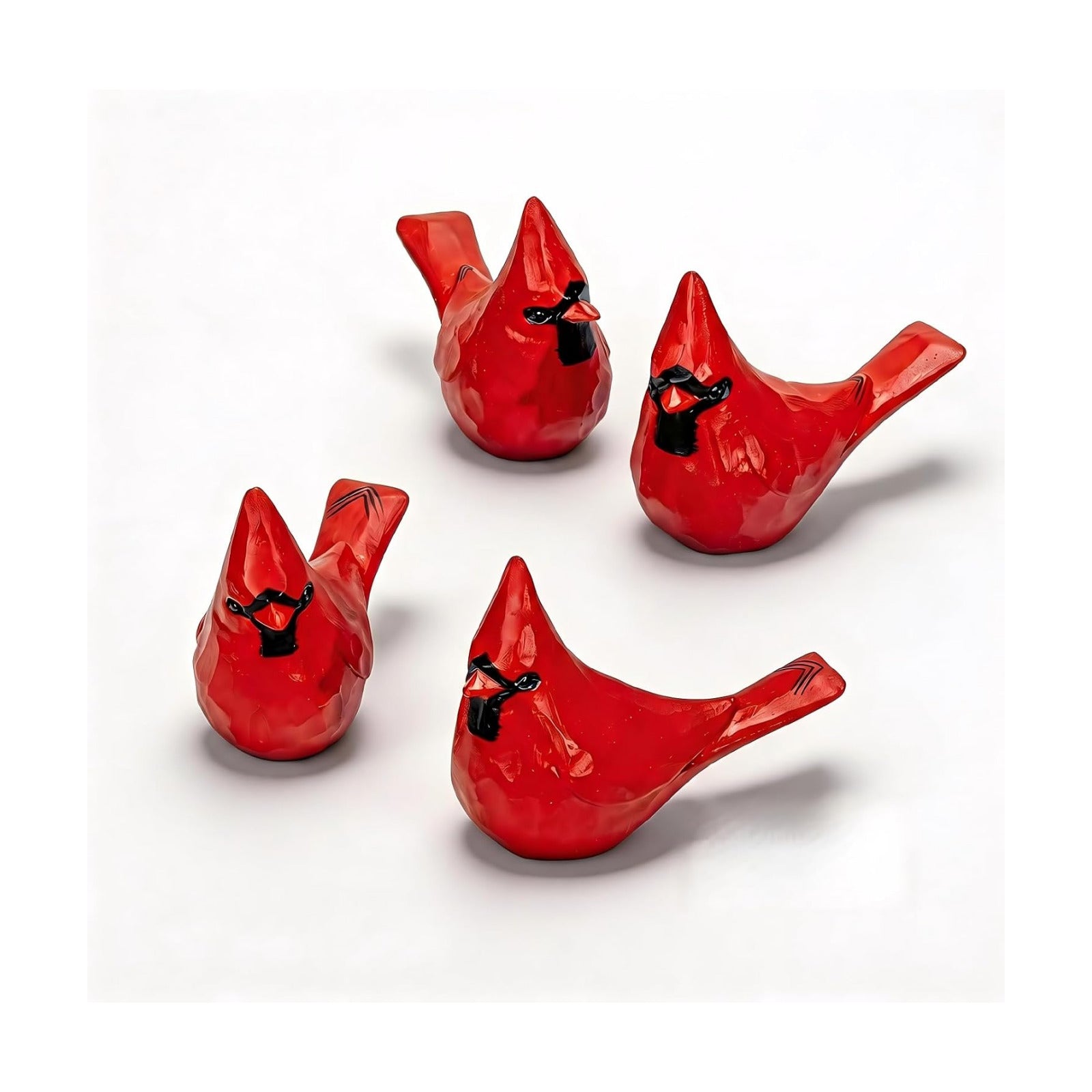 Cardinal Figurines / Bird Statues Memorial Gift for Loss of Loved One / Red / Set of 4