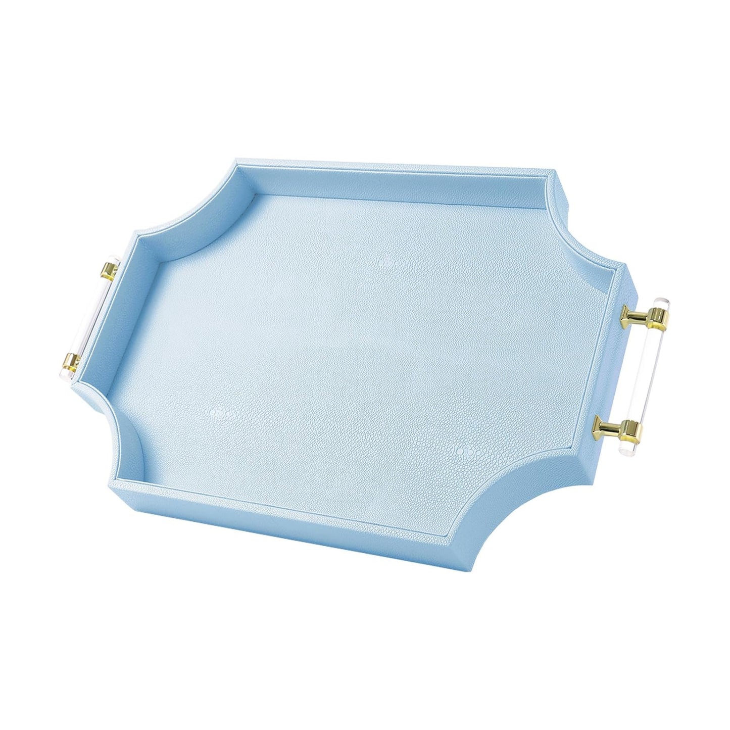 22.6'' x 13'' Coffee Table Tray Shagreen Decorative Tray for Ottoman / Baby Blue / 22.6 x 13 x 2