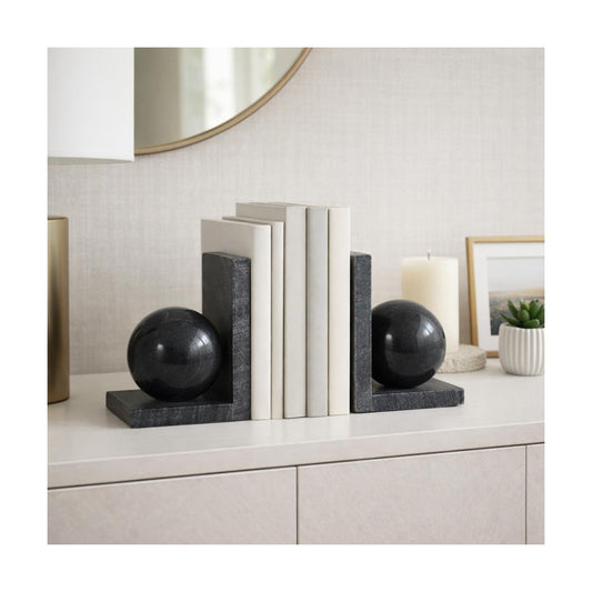 Modern Marble Bookends / Black
