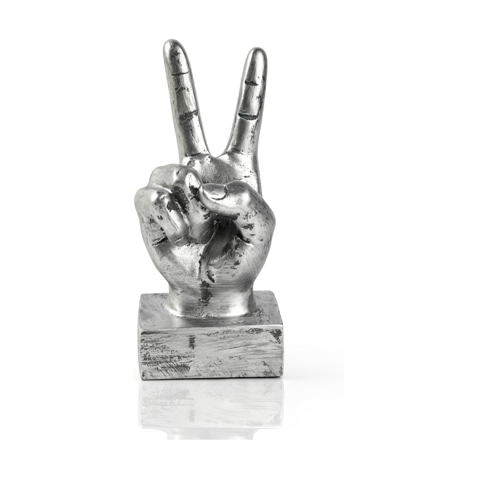 Hand Gesture Desk Statue 1 Pc Resin Finger Sculpture / Silver