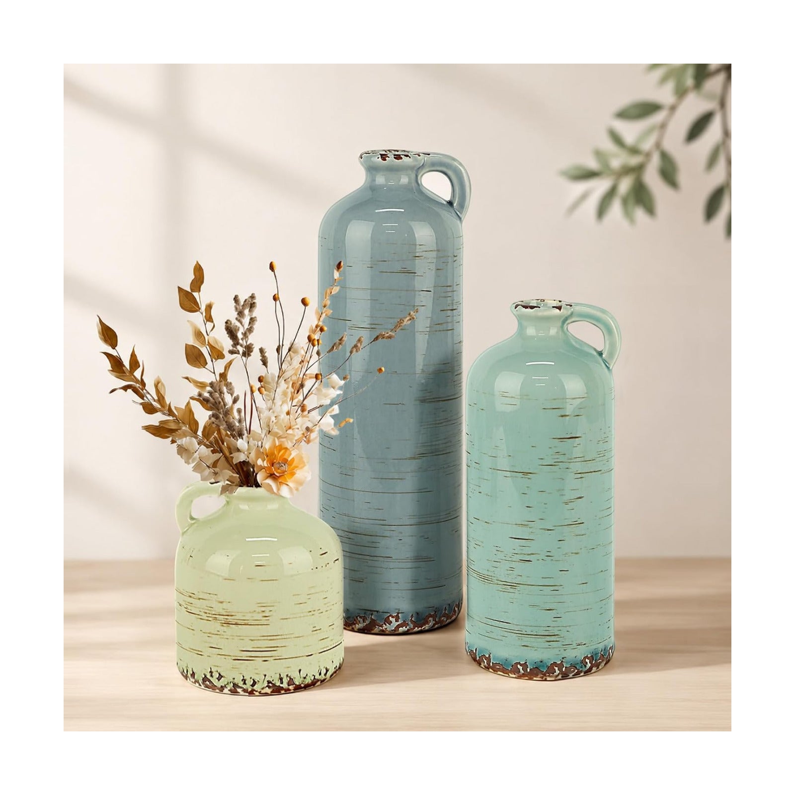 Ceramic Vases / Neutral Rustic Flower Vases / Morandi / Set of 3
