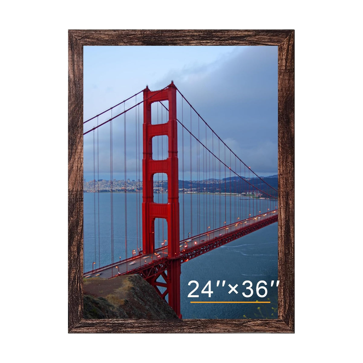 BESCRCL 24x36 Poster Frame Display 24 x 36 inches, Photo Frames for Wall Hanging, Engineered Wood, Brown, 1 Pack