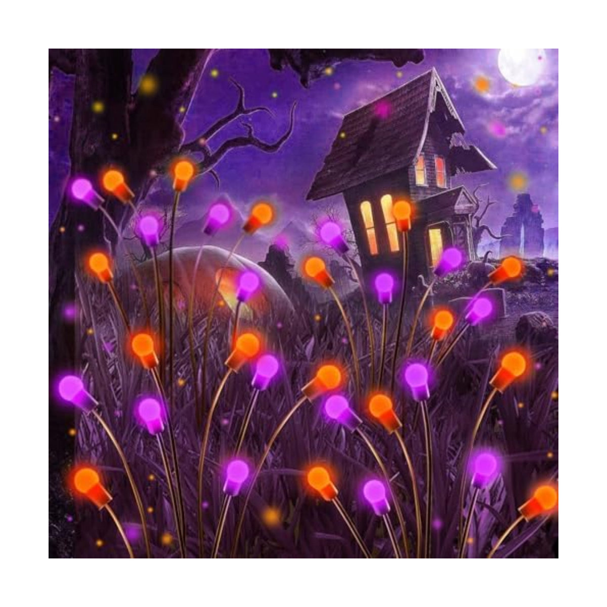 OZS 6Pack 48LED Solar Firefly Halloween Lights Outdoor for Party Decor