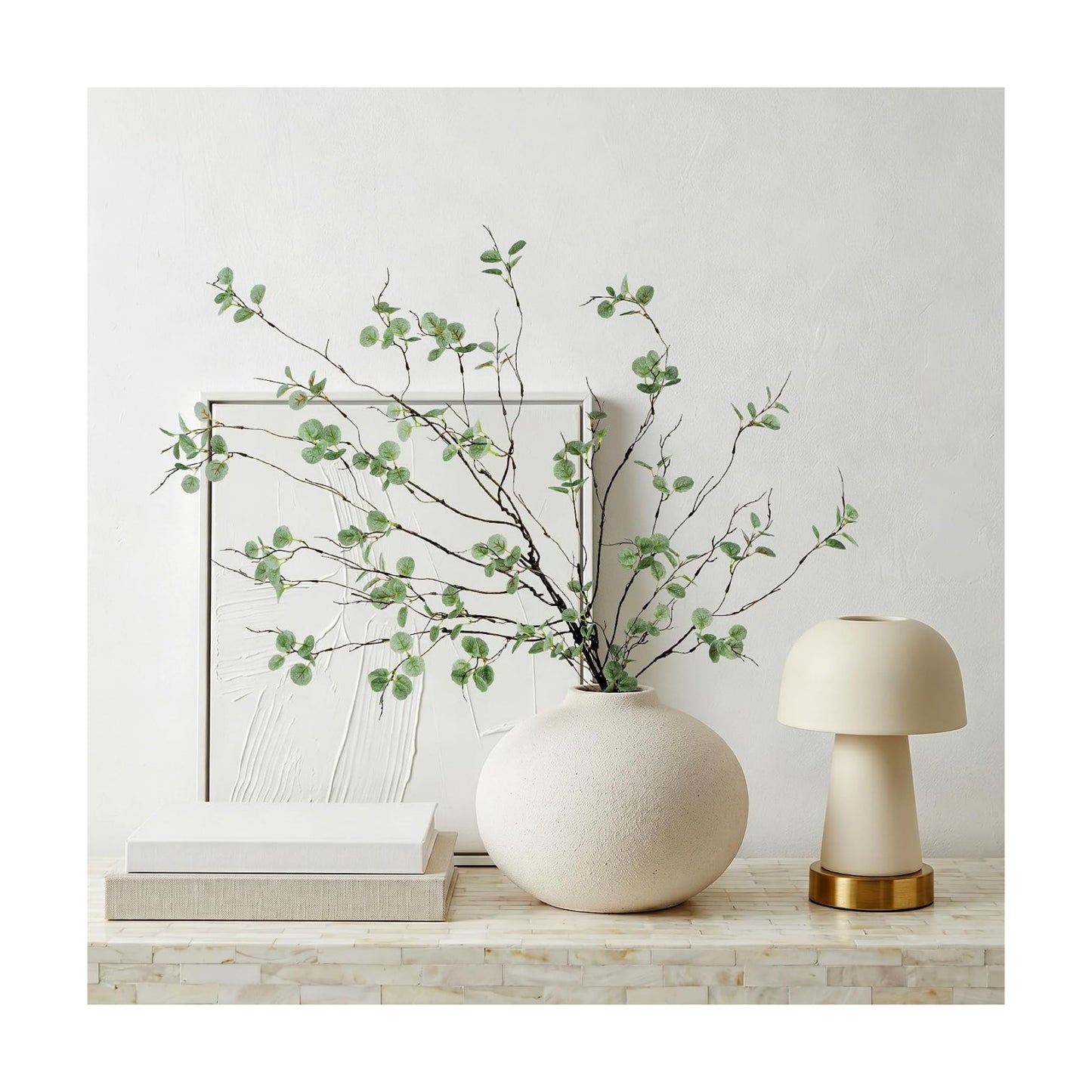 4PC Artificial Plant Branches / Green Eucalyptus / 36 Inch