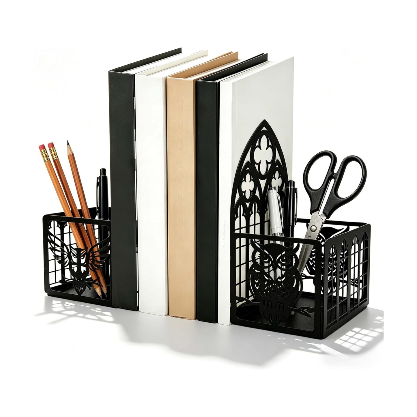 Decorative Metal Book Ends / Matte Black