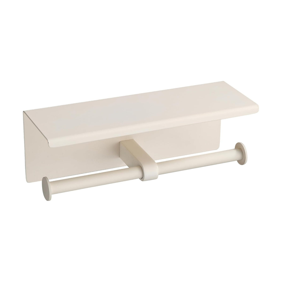 BGL Toilet Paper Holder with Shelf White Double Head Toilet Tissue Roll Holder 304 Stainless Steel Wall Mount for