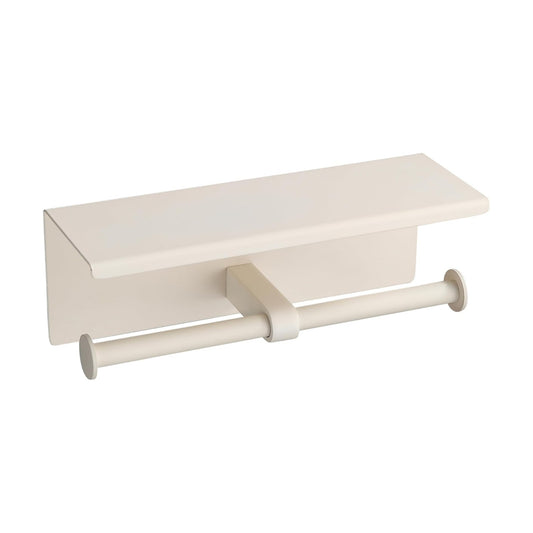 BGL Toilet Paper Holder with Shelf White Double Head Toilet Tissue Roll Holder 304 Stainless Steel Wall Mount for