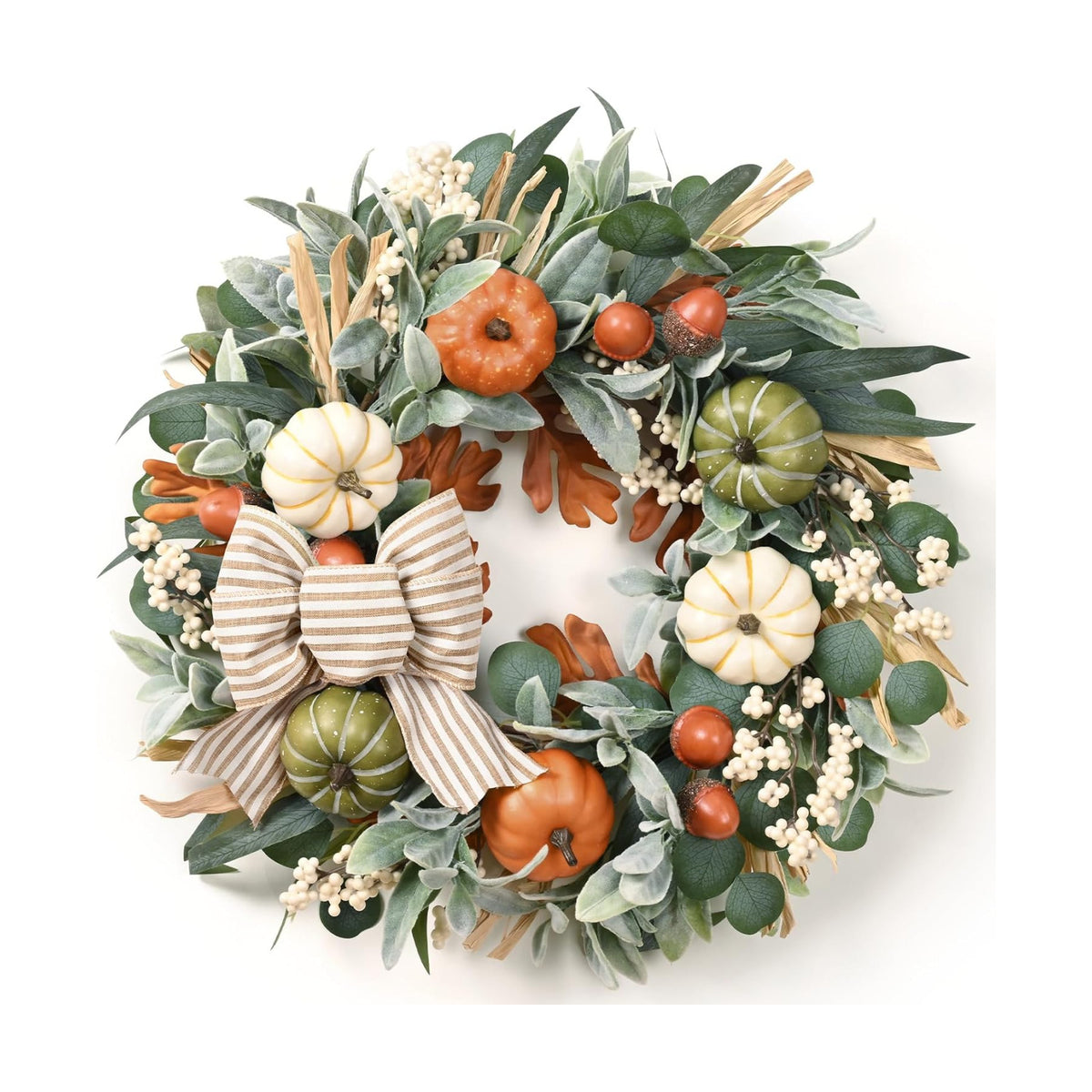 2Pcs 22'' Fall Wreaths for Front Door, Fall Decor for Home Autumn Wreath