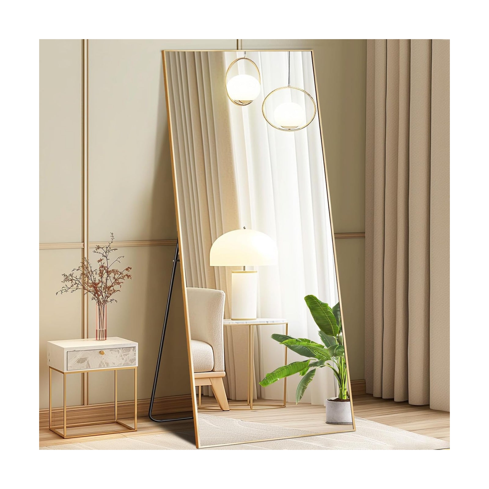 DUMOS 24"x65" Full Length Mirror with Stand, Full Body Floor Mirror