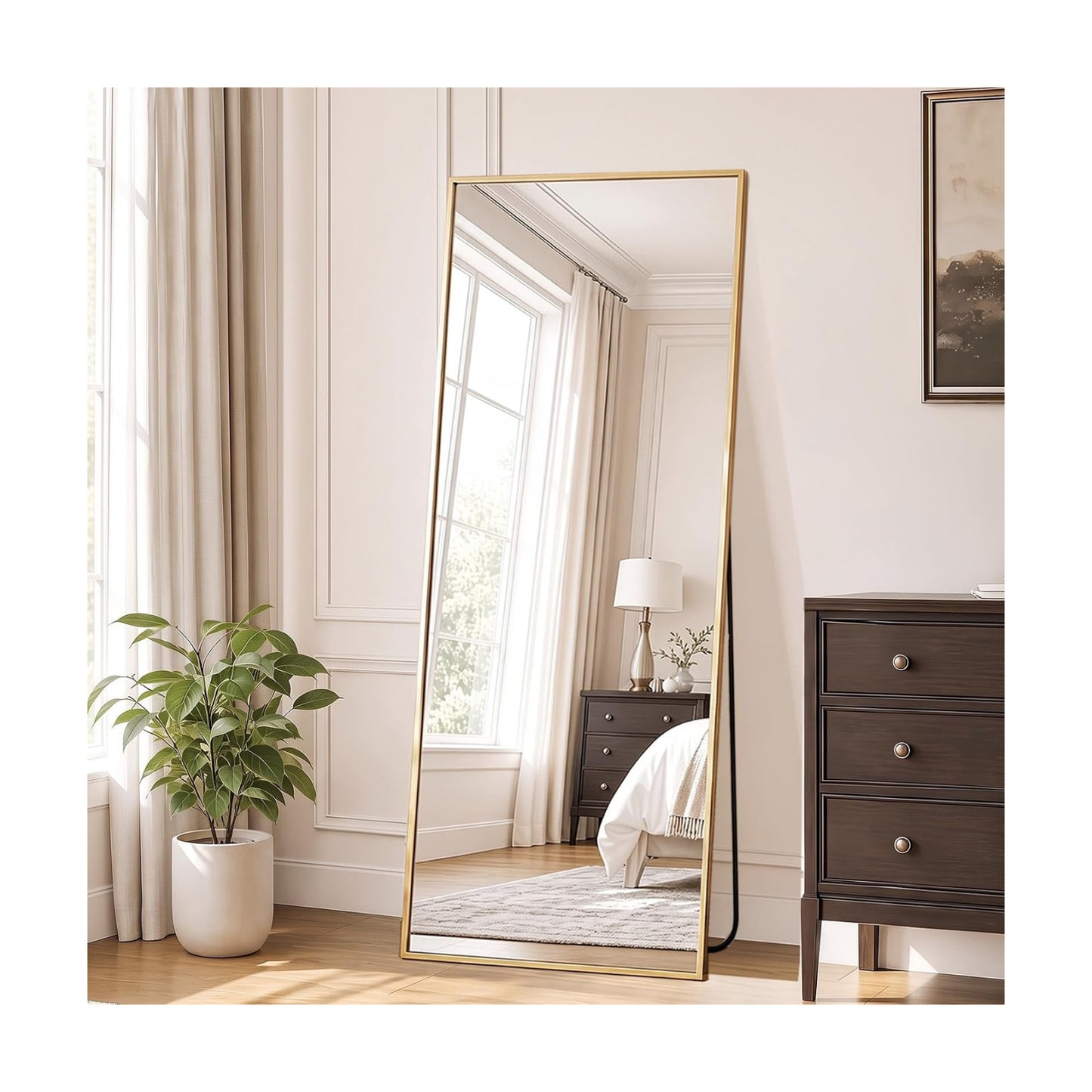 DUMOS 21"x56" Full Length Mirror with Stand, Full Body Floor Mirror
