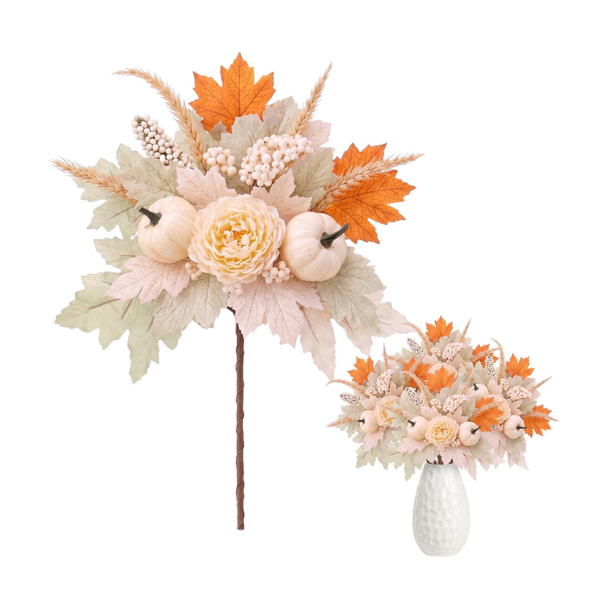 Yinder 4 Pcs Fall Decor Artificial Pumpkin Flower Stems Picks