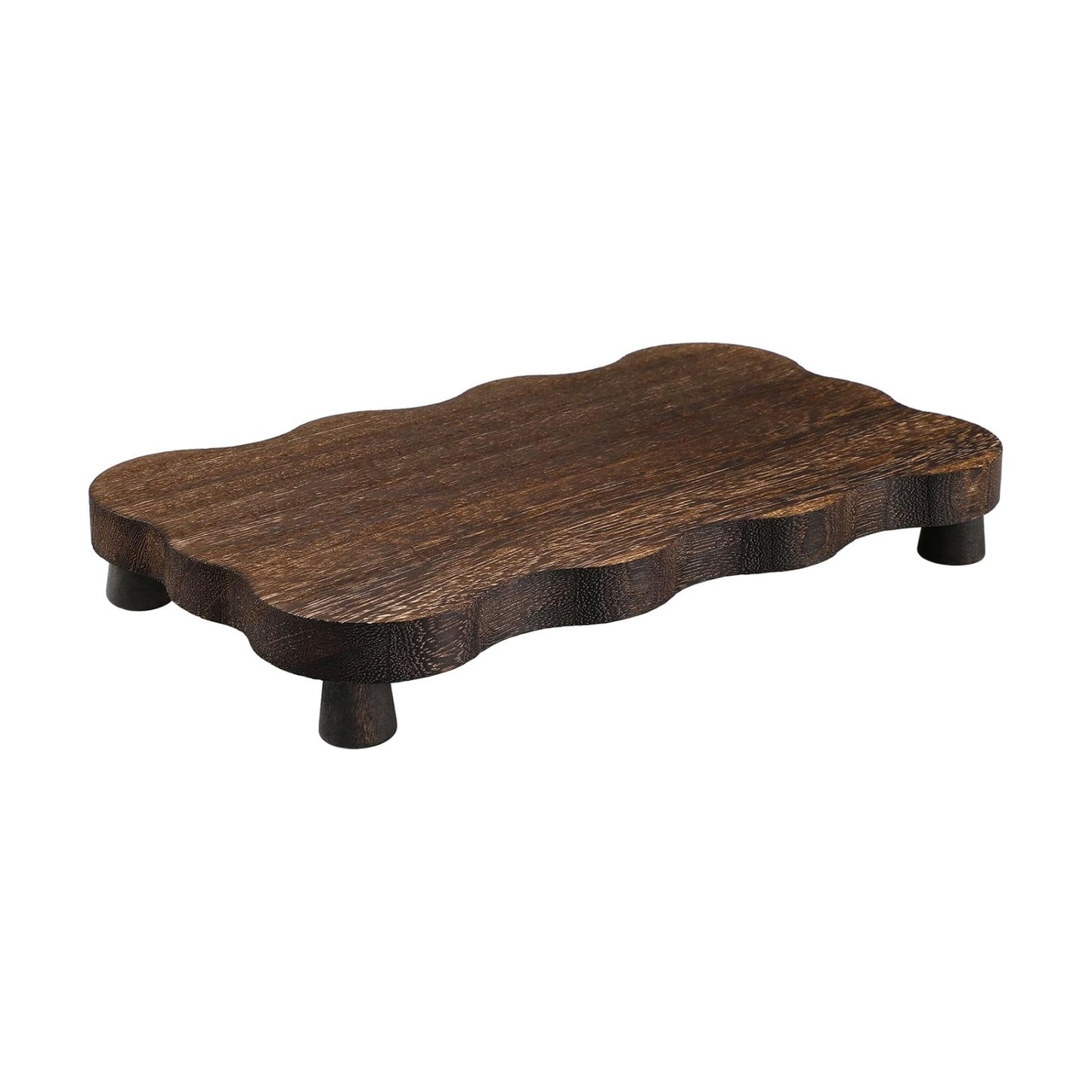 Wood Pedestal Stand Kitchen Soap Tray Farmhouse Wooden Riser Stand / 12 x 7 / Dark Brown