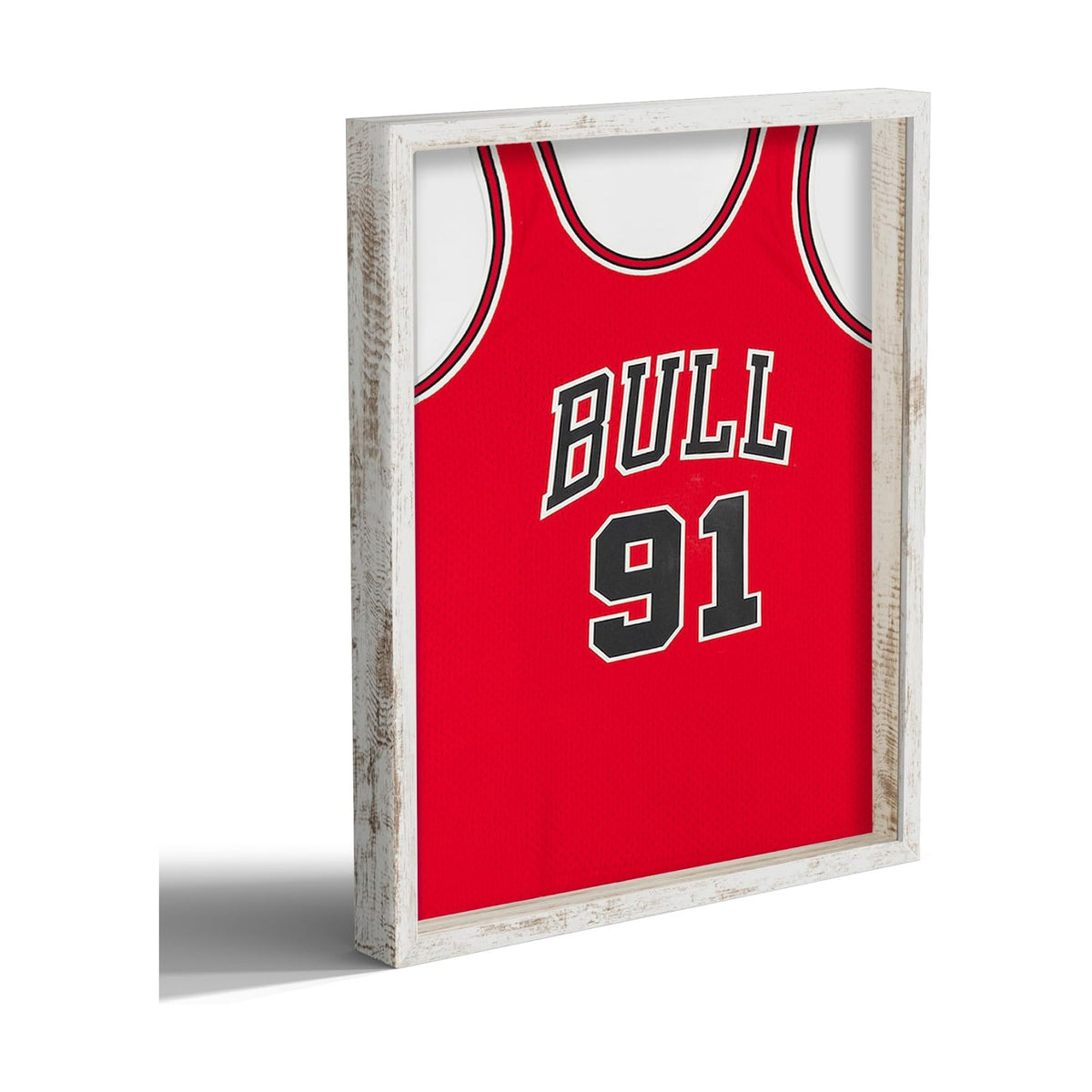 16x20 Large Shadow Box Picture Frame with Soft Linen Back, Distressed White Wooden Jersey Frame Memory Display Case