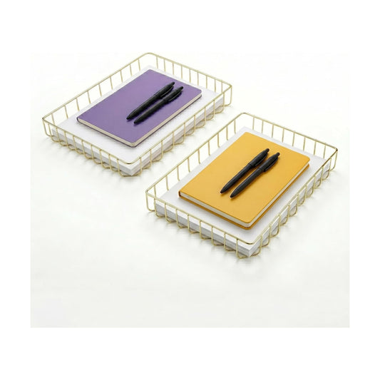 Elegant Wire Desk Tray Organizer - Multipurpose A4 Letter Size File Tray, Premium Metal Mesh Document & Magazine