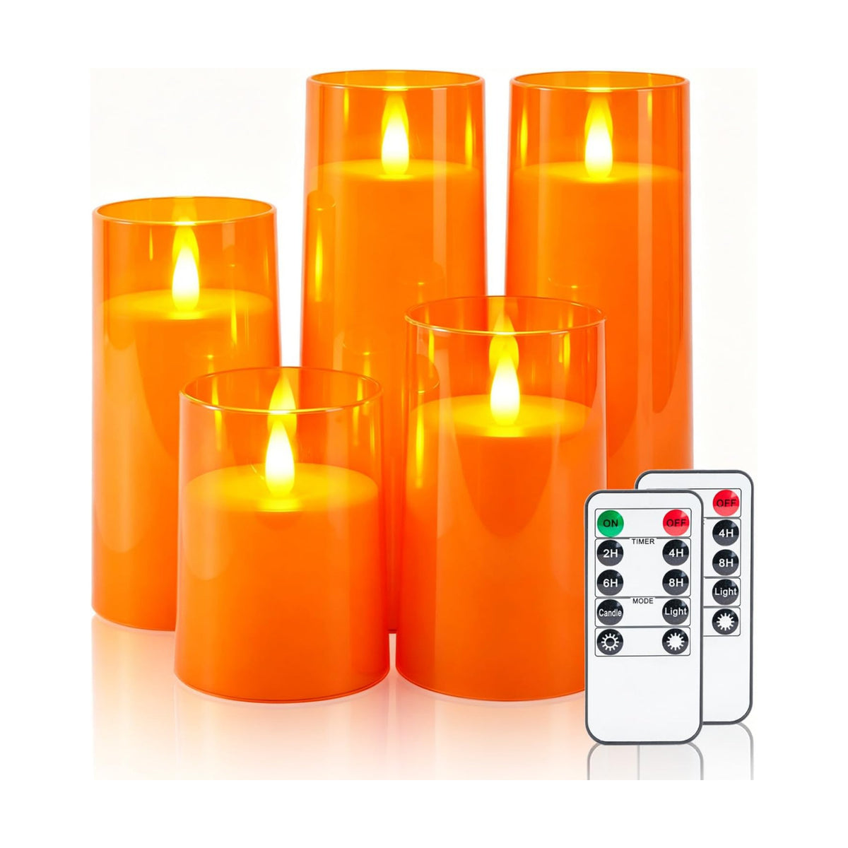 Homemory Orange Flameless Candles Realistic Flickering with Remote for Fall | Halloween Candles Battery Operated with