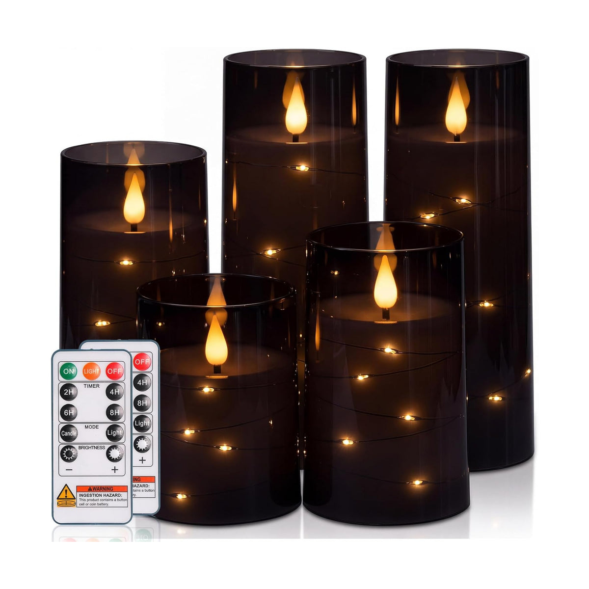 Homemory Halloween Flameless Candles, Black LED Pillar Candles with Remote | Acrylic Flickering Battery Operated