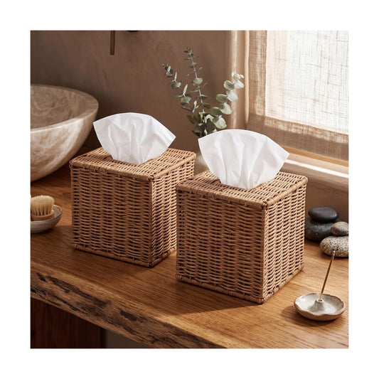 Handwoven Wicker Holder / 5.9 x 5.9 x 5 / Natural / Set of 2