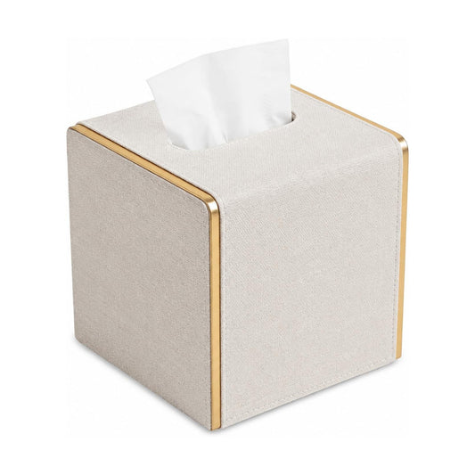 Linen Tissue Box Holder / Beige