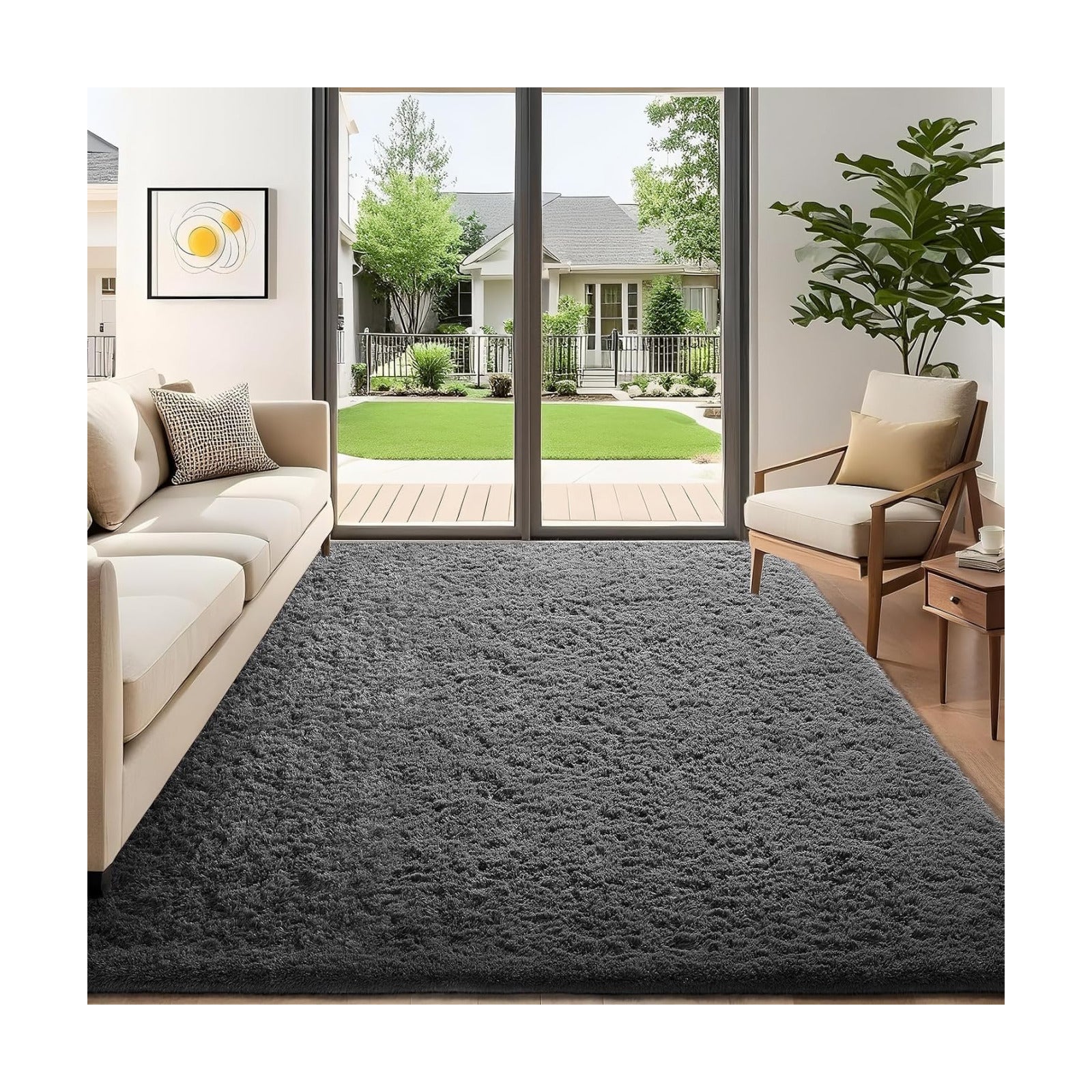 Ophanie 5x7 Area Rugs for Living Room Grey, Fluffy Shag Large Fuzzy Plush Soft Rug, Gray Shaggy Floor Big Carpets for