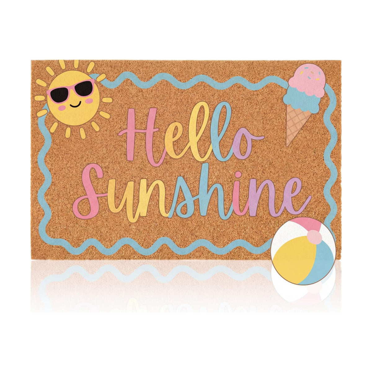 Hello Sunshine Welcome Door Mat Artificial Coir Doormat 16x30in