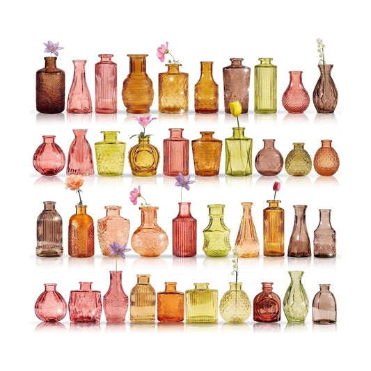 Glass Bud Vase Set / Colorful / Set of 40