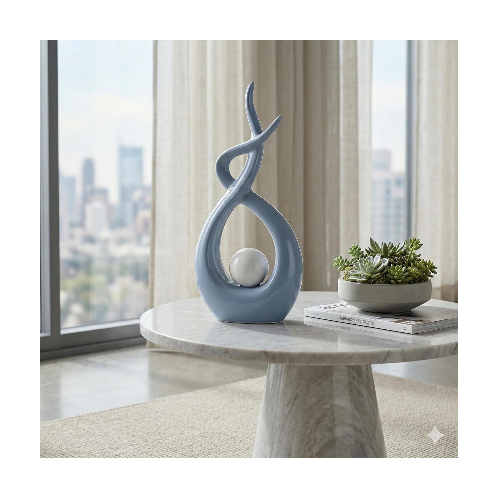 Ceramic Knick Knacks Statues / Blue / Large