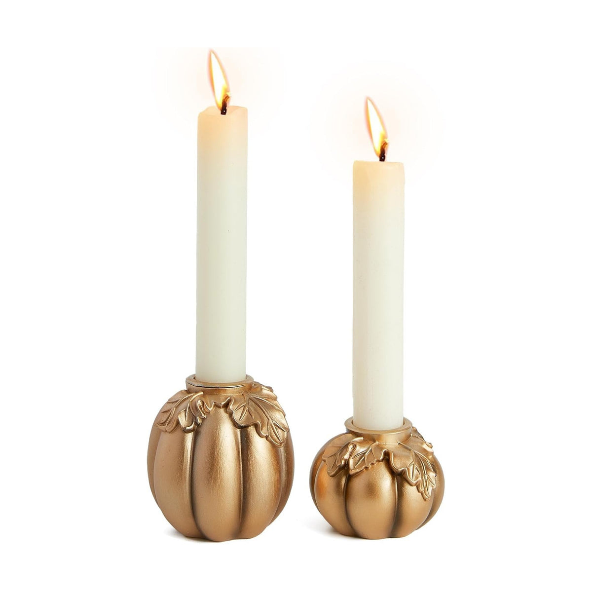 DN DECONATION Fall Pumpkin Candle Holders, Gold Candlestick for Home Decor