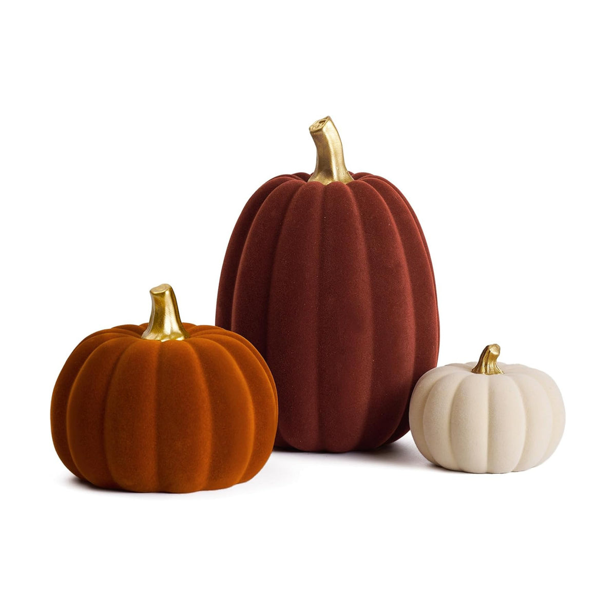 DN DECONATION Fall Pumpkin Decor, Artificial Flocked Pumpkin for Home Table