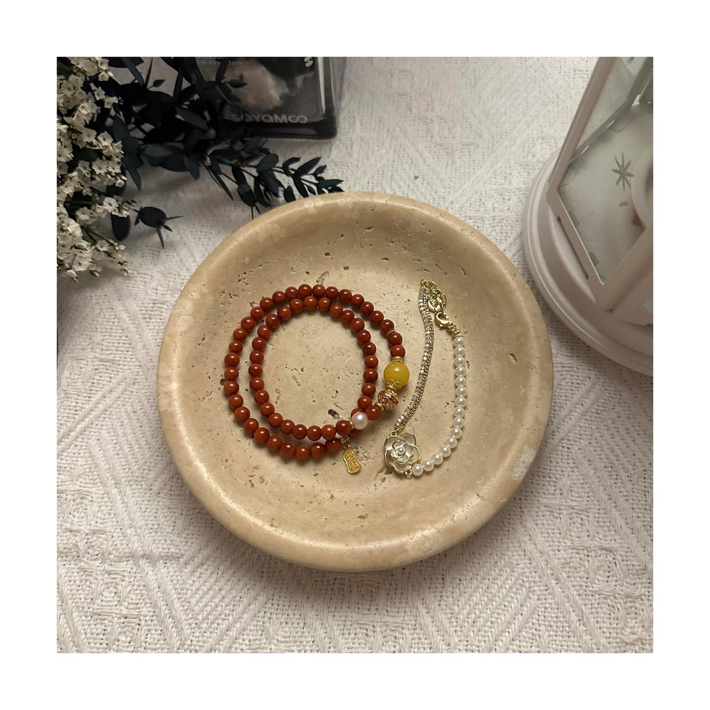 5.5" Ring Holder Tray / Beige Travertine