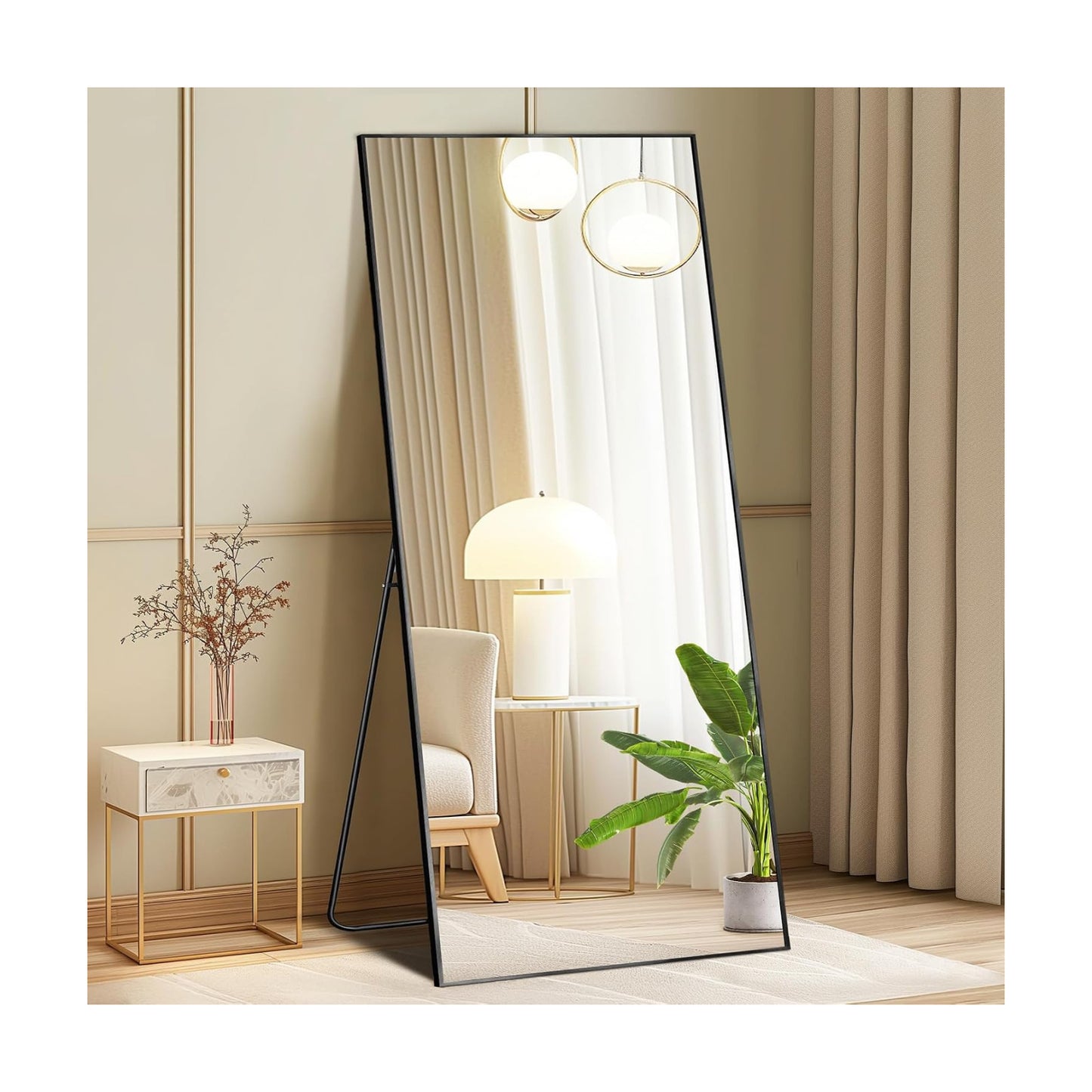 DUMOS 64"x21" Full Length Mirror with Stand, Full Body Floor Mirror