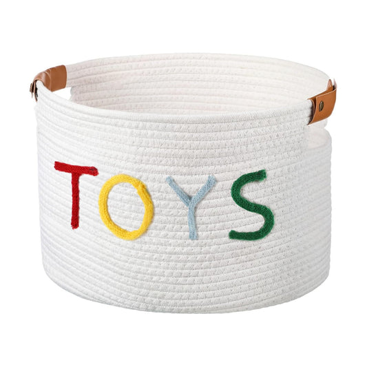 Handles Woven Basket for Stuffers Cotton Rope Storage / Colorful / Toy